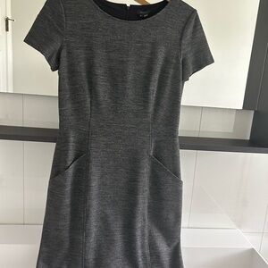 Theory Charcoal Short Sleeve Dress with Pockets - Perfect for Fall/Winter